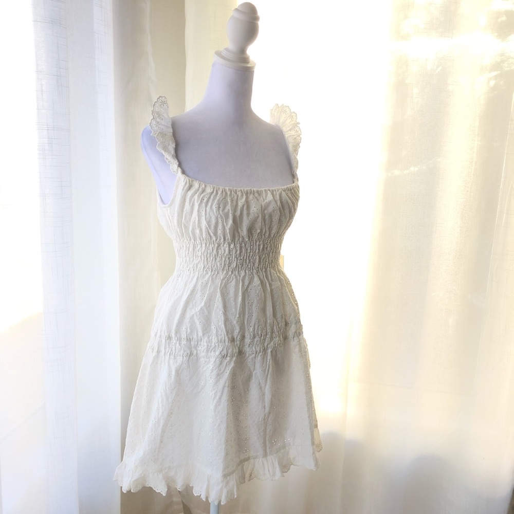 Capulet Eloise Eyelet Smocked White Mini Dress